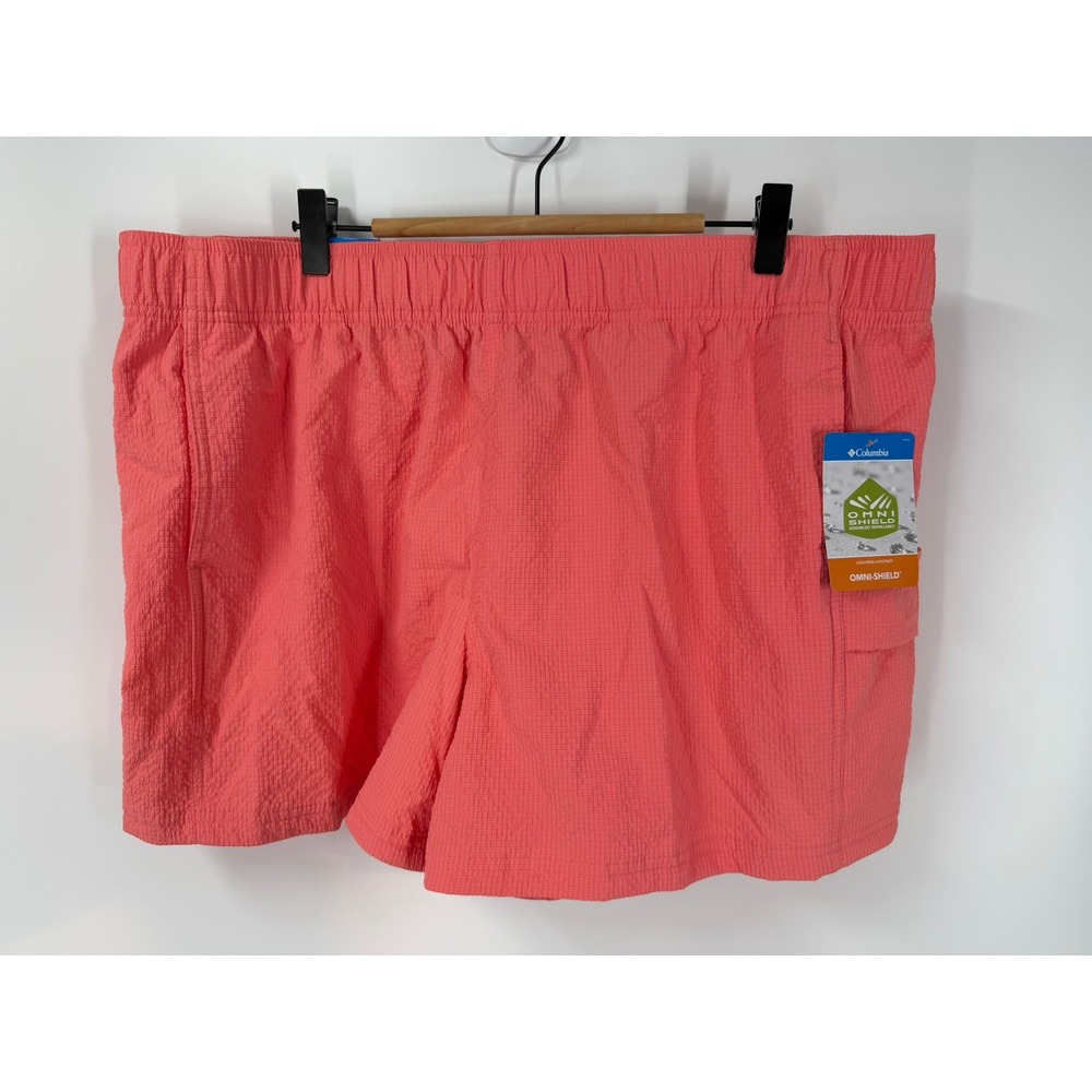 Columbia‎ Womens XL 4" Seersucker for Summer Shorts Coral Pink Relaxed Fit New